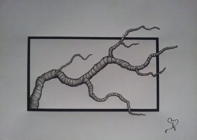 Tegning af en ramme med en gren